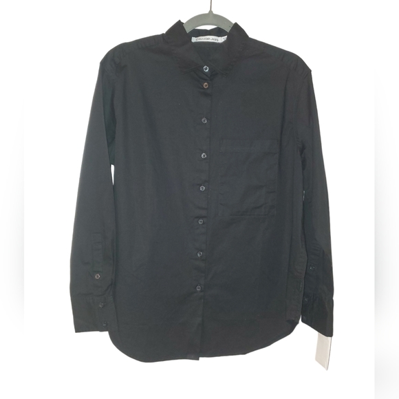 Calvin Klein Jeans Black Button Dress Shirt XS New with tag Cotton/Spandex - Picture 1 of 4